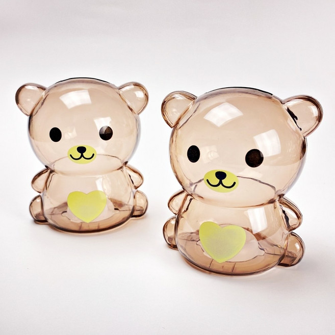 투명 미니 곰돌이 저금통 답례품 소형, 브라운, 브라운