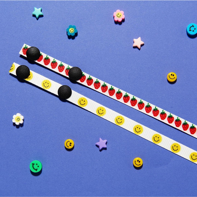 아동용 스마일 딸기 꽃 마스크 스트랩 마스크목걸이 마스크분실방지