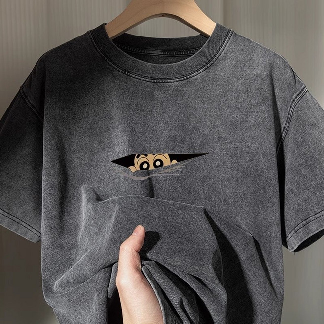 짱구는 못말려 짱구 워싱 반팔 반팔티 티셔츠 반소매 루즈핏 여름 커플 빅사이즈 굿즈