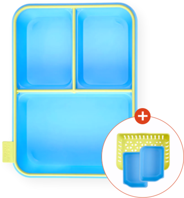 코코라커 캔디팟 칸막이 도시락통 유치원 유아 도시락 샐러드 직장인 도시락통 소풍도시락 전자레인지 도시락, 1개, 라임블루