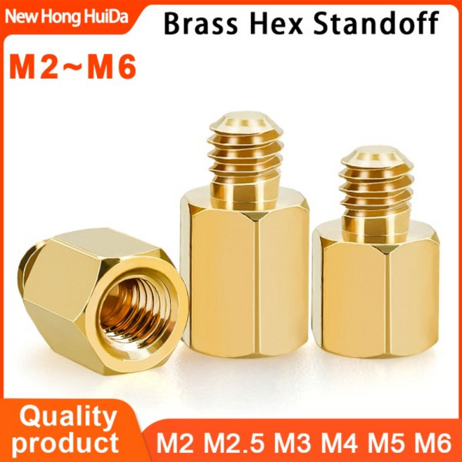 황동 육각 마더보드 스탠드 오프 수-암 보드 랙 스터드 스페이싱 나사 메트릭 스레드 볼트 호환 M2M2.5M3M4, 04 M3 (Thread 4mm), 24 5mm(100Pcs)