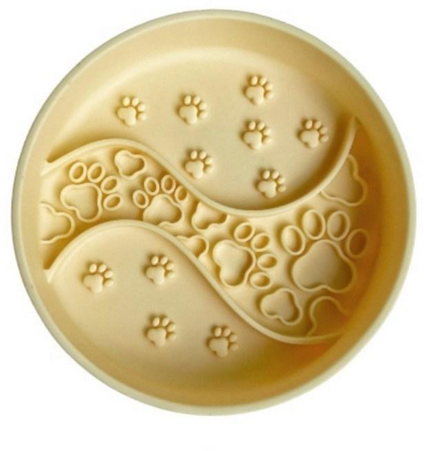 커채 반려동물 급체방지 식기 실리콘 슬로우식기 강아지 고양이 밥그릇, 노란, 1개