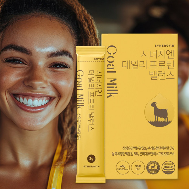 시너지엔 데일리 프로틴 밸런스 산양유 단백질 스틱 / BCAA 유산균 콜라겐, 1박스, 60g