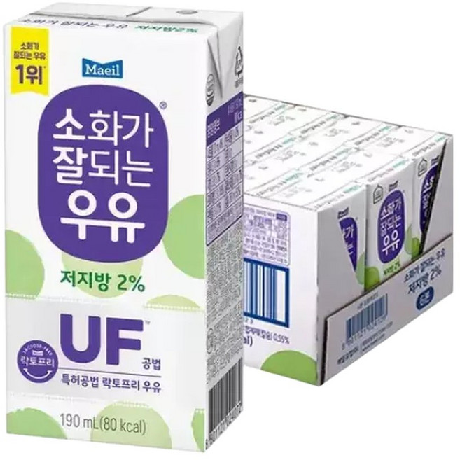 매일 소화가 잘되는 저지방 우유 190ml 24팩