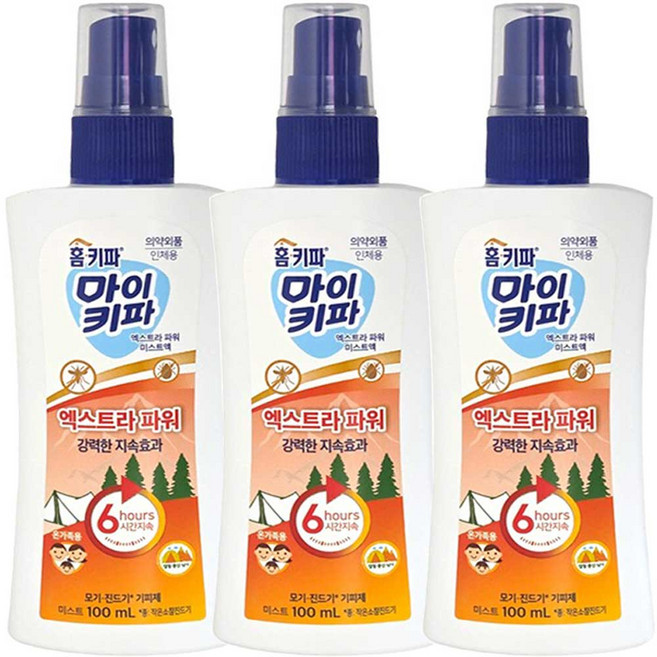홈키파 마이키파 모기 진드기 벌레 기피제 - 엑스트라 파워 미스트액 100mlx3개, 3개, 100ml