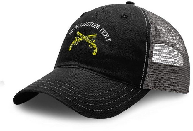 Trucker Hat Richardson Military Police Insignia Embroidery Unit Cotton Soft Mesh Cap Snaps - Black