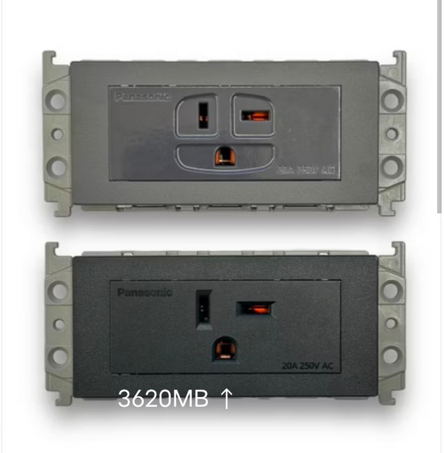 Panasonic 國際牌 GLATIMA 220V T型 冷氣插座 WTGF3620H WTGF3620MB 高雄永興, 1個, 霧黑+棧瓦黑面板-橫