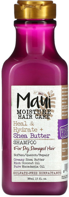Maui Moisture 모발 관리 Heal Hydrate + Shea Butter 샴푸 For Dry Damaged Hair (385 ml), 385ml, 1개