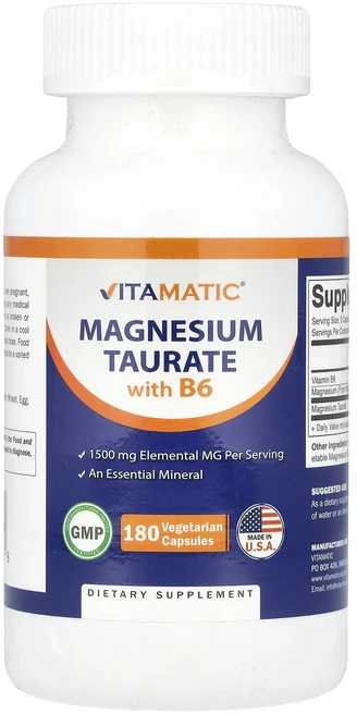Vitamatic 마그네슘타우레이트 B6 함유 베지 캡슐 180정, Vitamatic마그네슘타우레이트B6함유베지캡슐180정, 1개 - 쿠팡