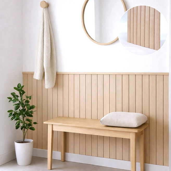 데코앤필름 접착식 루바 템바보드 벽면 가구 리폼 인테리어패널 40x100cm, 루바 워시오크, 3개