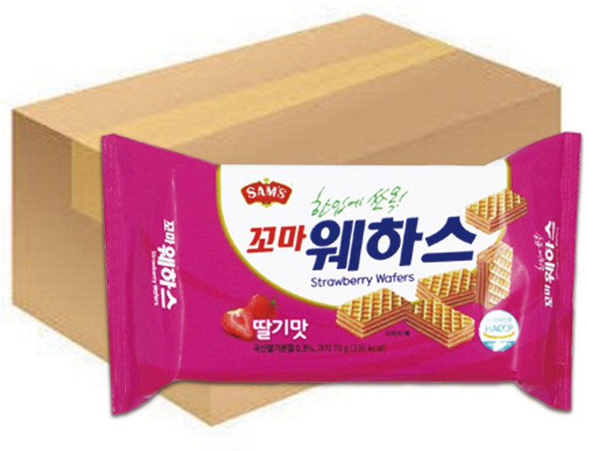 [무료배송]삼아 꼬마웨하스 딸기 1box(70g ), 70g, 20개