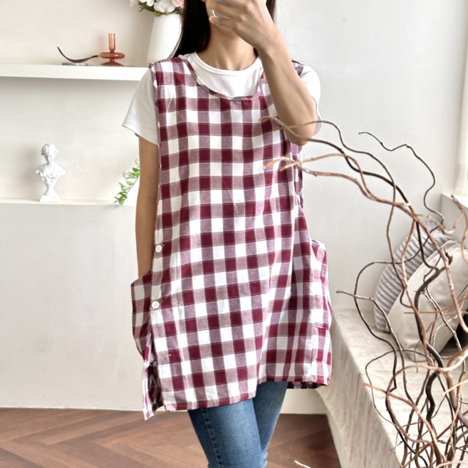 [어린이집앞치마] 유치원 보육교사 앞치마, 1개, 와인