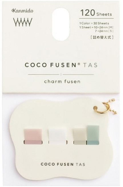 Kanmido Coco Fusern 4色標籤索引貼紙補充包 花朵 米色 CFT-A-102, 1個, 120入