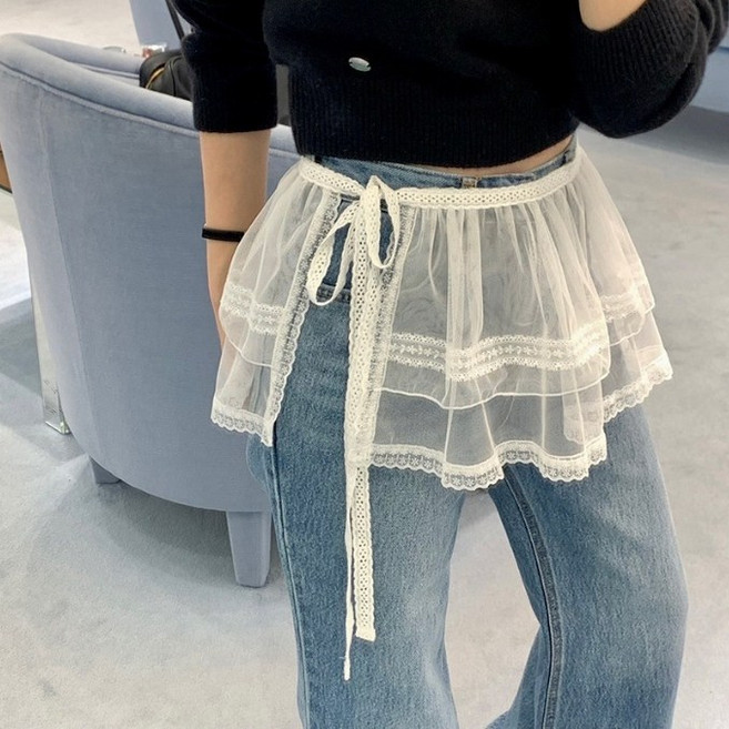 [Bahn] 포피 레이스 레이어드 미니 랩 스커트