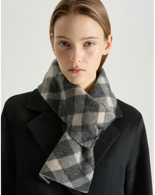 닥스 [Cashmere 100] 그레이 체크배색 캐시미어 머플러 YMDLMU5D105G2