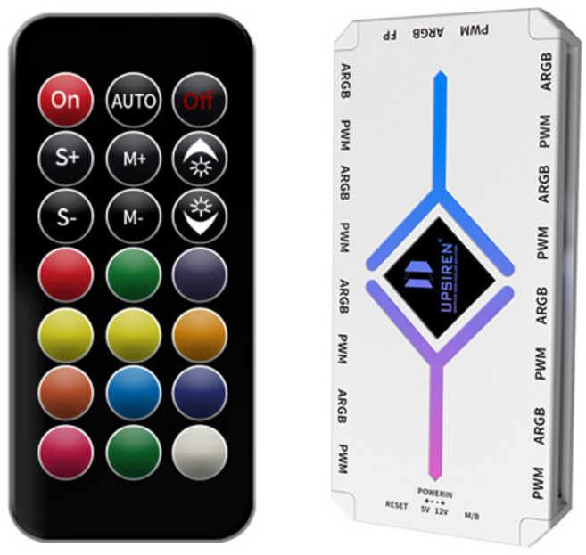 UPSIREN U-H8 5V 3PIN ARGB 및 4PIN PWM 허브 컴퓨터 케이스 팬 라이트 원격 제어 기능이 있는 동기식 하단, 01 White, 1개