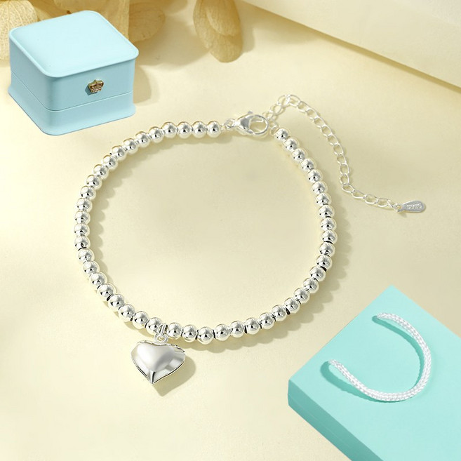 르떼르넬 JSWB111 Silver 4mm 은볼 하트 드롭 여자 실버 팔찌 은팔찌