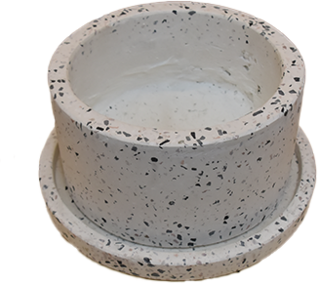 모던레시피 컬러칩 테라조 소형 시멘트 화분받침 세트 / 낮은 원형 디자인, 1개, 컬러칩 화이트 테라조