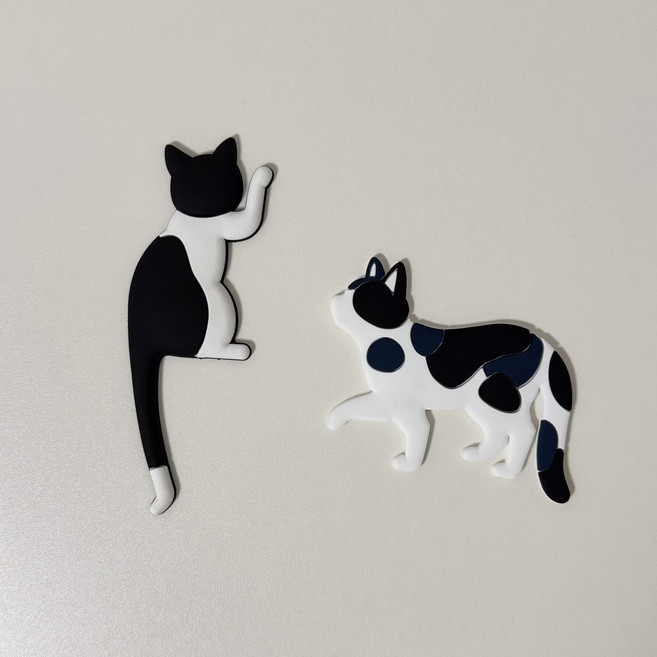 고양이 현관문 냉장고 마그네틱 자석 후크, 1개, 젖소냥이 2종