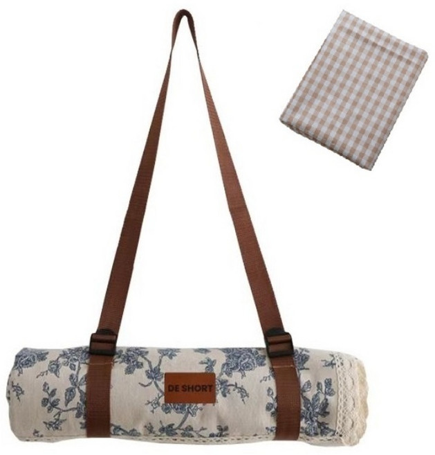 로즈 린넨 피크닉 매트 감성 돗자리 방수 휴대용 캠핑 한강 나들이 방습매트포함, 혼합색상