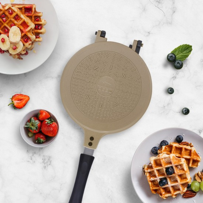 IH 인덕션 원형 점보 와플팬 간식 후라이팬 (골드그레이), 없음, 1개