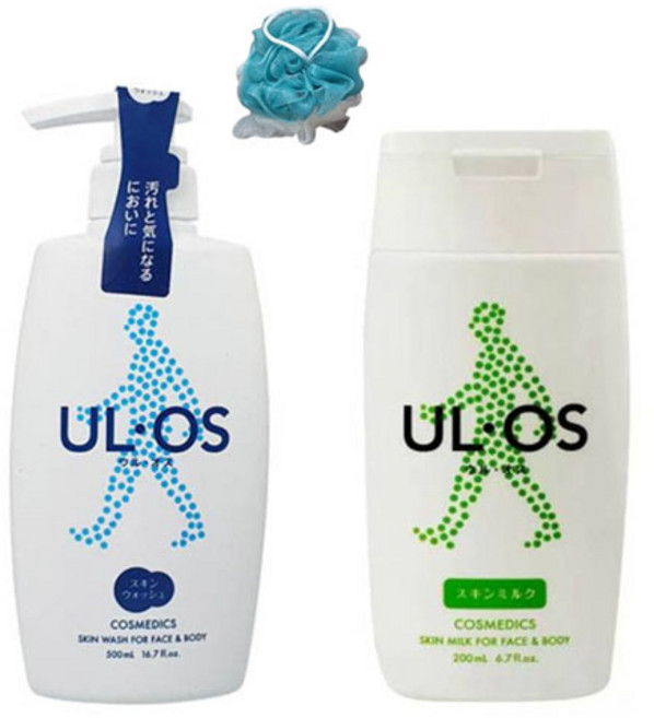 우르오스 스킨워시 바디워시 500ml + 스킨밀크 중건성 200ml + 샤워볼 등드름 총각 노인 홀애비냄새 올인원 우로스 남자로션, 1개