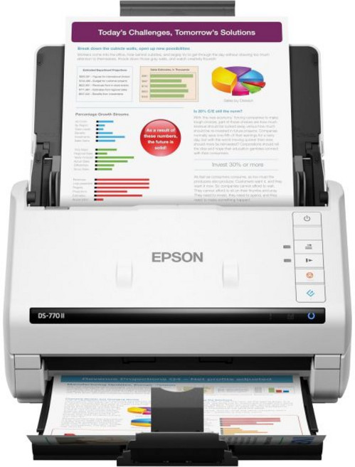 PC 및 Mac용 Epson DS770 II 컬러 듀플렉스 문서 스캐너100페이지 자동 공급 장치ADF Twain ISIS 드라이버 포함, (DS-770II), DS-770II