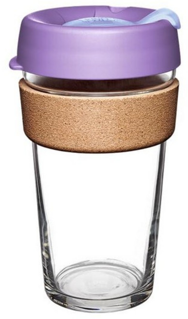 KeepCup 브루 코르크 - 재사용 가능한 커피 컵 강화 유리 및 천연 코르크 L 16온스/454ml - 데이브레이크, Moonlight