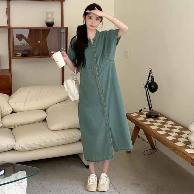DFMEI 夏季 大碼孕婦裝可哺乳牛仔孕婦連衣裙孕婦夏裝