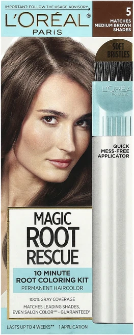 L'Oréal Magic Root Rescue 10분 뿌리 염색 키트 미디엄 브라운 5개 1회, LOréalMagicRootRescue10분뿌리염색키트 - 쿠팡