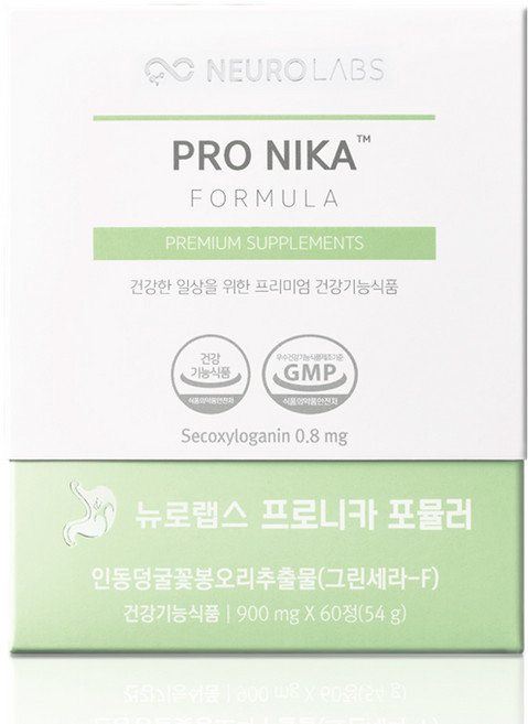 뉴로랩스 프로니카 위건강 위에 좋은 그린세라-F 금은화 영양제, 60정, 3개