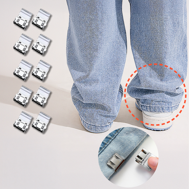 바로상점 바지 밑단 클립 바지단 기장 옷 수선 고정클립, 10개, 투명 실버