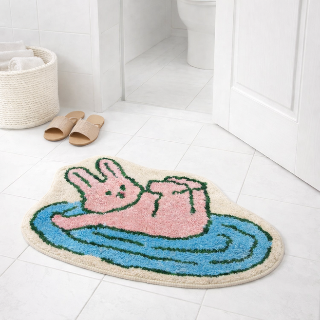 캐릭터 자수 원형 사각 러그 5종 아이방 인테리어 거실 침실 발매트