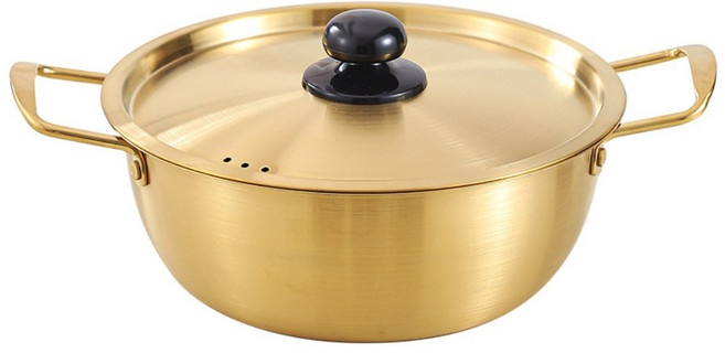 젠쿠스 양은감성 스테인리스 라면냄비, 1개, 골드, 18cm