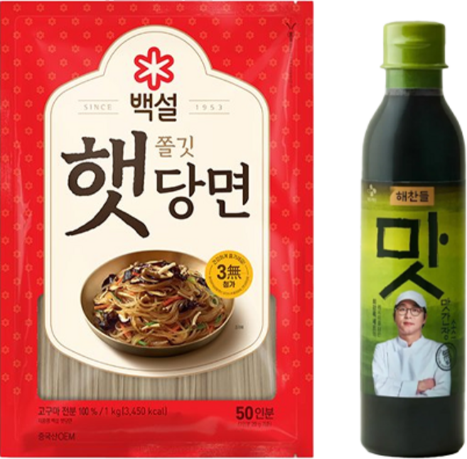 (꾸리미) 백설 햇당면 1kg+최강록레시피를담은 맛간장소스 450ml, 1세트, 1kg