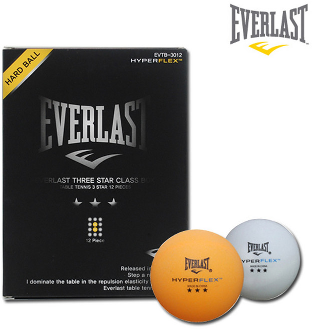 에버라스트 3성 탁구공 12개입/탁구/탁구라켓/탁구채, 오렌지, 12개입, 1개