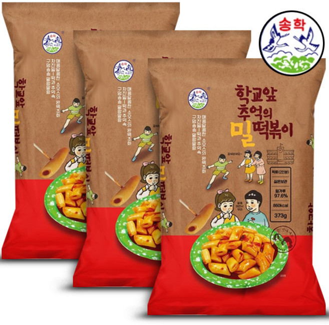송학 학교앞 추억의 밀떡볶이 373g, 3개