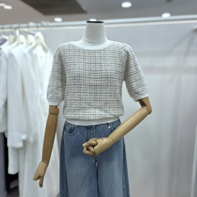 잇미샤 잇미샤 체크텍스쳐 니트 풀오버(ITP3KPO110)_DG