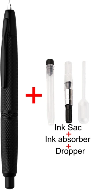 마존 A1 메탈 피쉬 스케일 프레스 만년필 리트랙터블 EF/F 닙 스트라이프 인그레이빙 잉크펜 오피스 스쿨, 01 EF(0.38mm), 22 Fish Scale Black