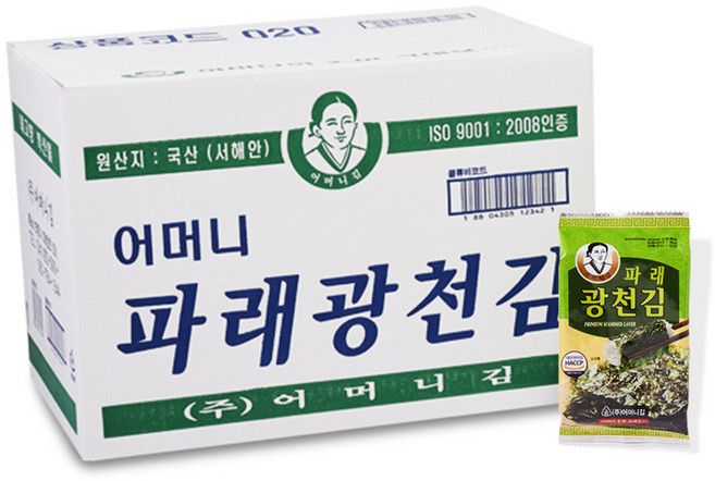 광천어머니김 파래16단 도시락김, 4g, 128개