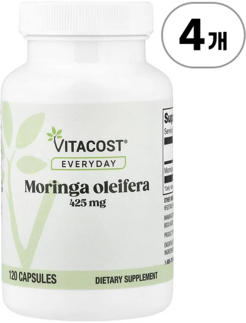 비타코스트 에브리데이 모링가 올레이페라 425mg Vitacost Everyday Moringa Oleifera 425 mg 120정, 4개 - 쿠팡