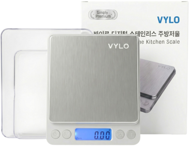 바이로 가정용 0.01g 계량 디지털 주방전자저울, VDS-01, 스테인리스, 0.5kg