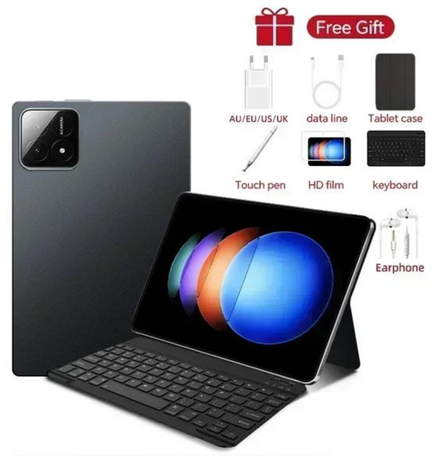 샤오미 태블릿PC 2025 News7S 4K 안드로이드 14 전자노트 드로잉 5G 2TB, Black (케이스포함), 12) Black Suits - 22GB 2TB