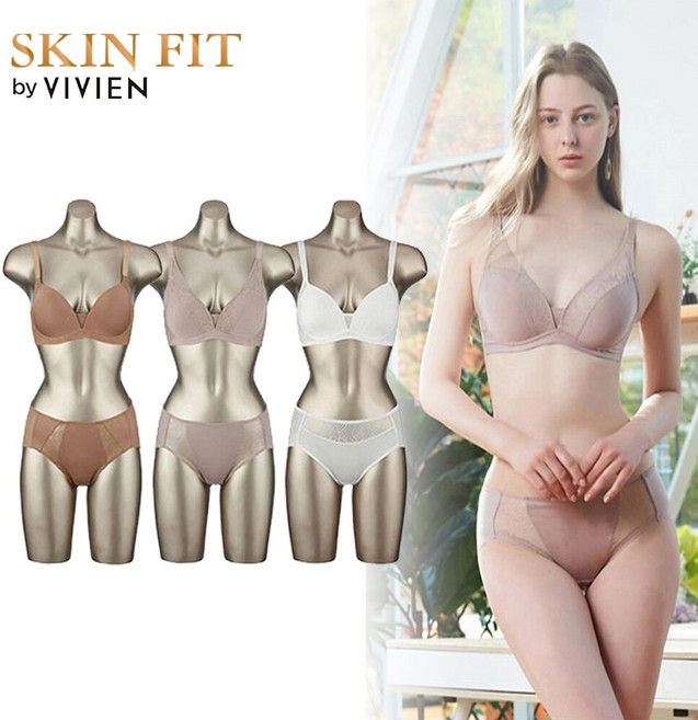 비비안 스킨핏 누디프리미엄패키지 노와이어 여자속옷세트 6종