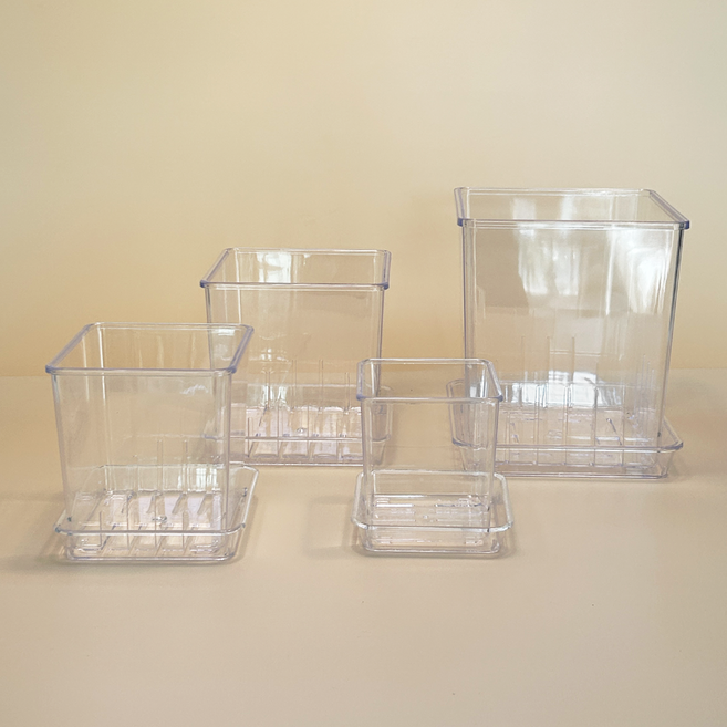 일일미학 투명 사각 슬릿 화분 고강도 크리스탈 플라스틱 슬릿분 플분, 1개