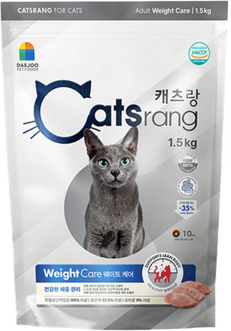 캐츠랑 고양이 어덜트 체중조절 웨이트 케어 기능성 사료, 헤어볼+체중조절, 1.5kg, 1개