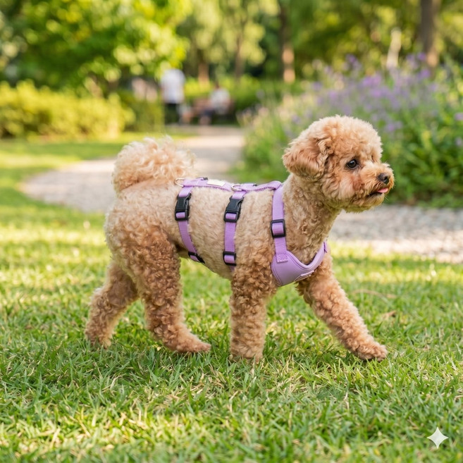 미르팩토리 강아지 소형견 관절보호 슬개골 앞섬방지 가슴줄 h형 하네스, 바이올렛, 1개