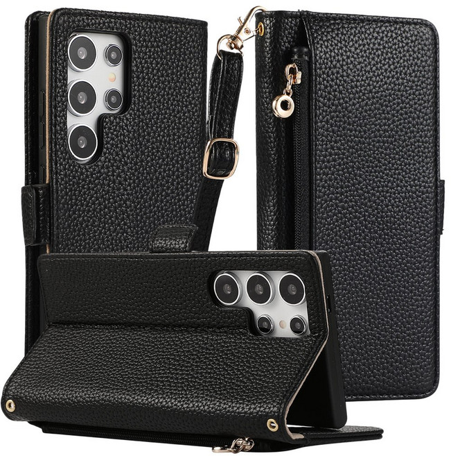 람스 숄더 스트랩 지갑형 가죽 다이어리 휴대폰 케이스