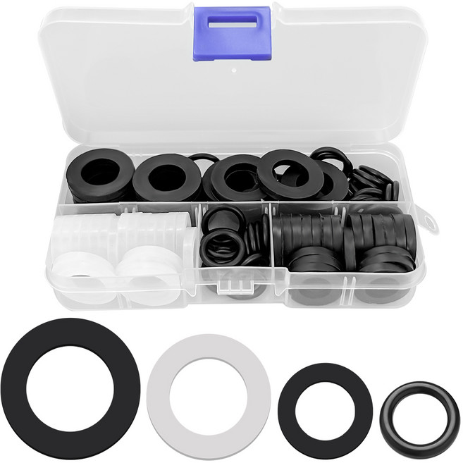90피스 고무 호스 와셔 고무 그로밋 씰링 세트 오링 씰링 고무 그로밋 콤보 세트 수도꼭지 호스 피팅 수도꼭지 고무 플랫 씰 샤워 헤드 (4가지 스타일), 1개