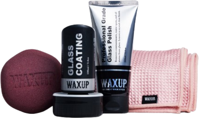 【WAXUP-玻璃鍍膜/除油膜組】 前擋安全必備 氟素玻璃鍍膜 長效撥水 輕鬆除油膜 撥水劑 油膜歸零 隱形雨刷玻璃保養, 1套, 280ml